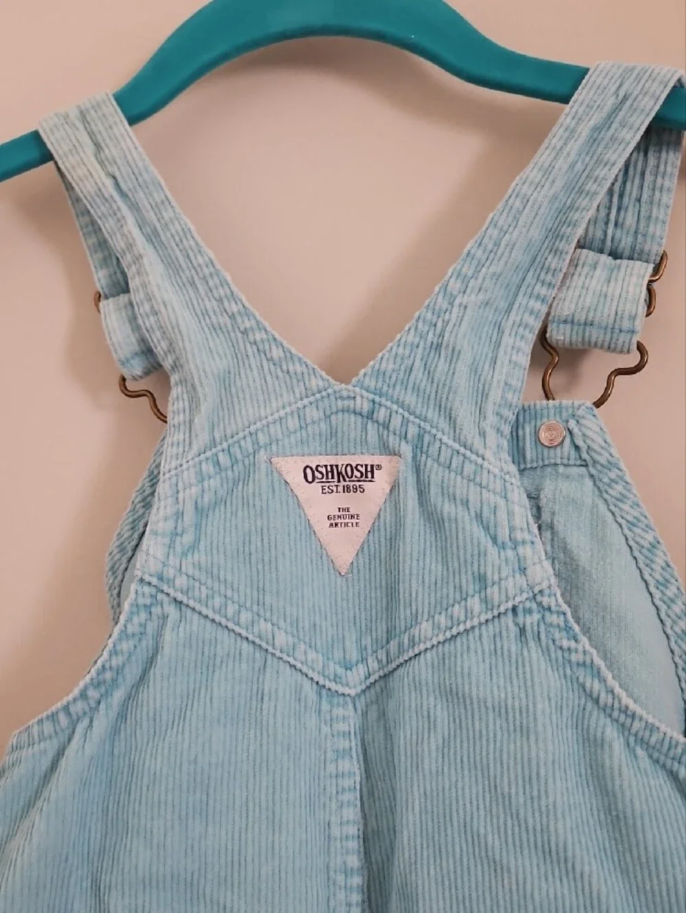 OshKosh B'gosh Girls Blue Corduroy Floral Embroidered Overalls Size 2T
